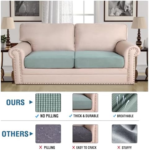 H.VERSAILTEX Super Stretch Individual Seat Cushion Covers Sofa Covers Couch - Image 2