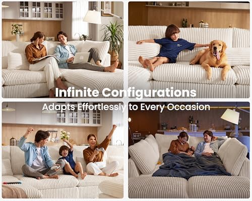 115" Oversize Corduroy Modular Sectional Sofa Couches - Image 5