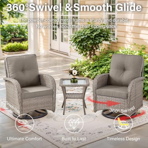 Belord Swivel Patio Chairs Wicker Set - Image 3