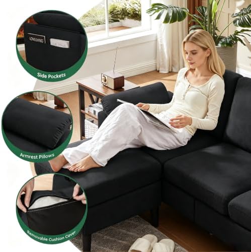 80" L Shaped Couch with Storage, Small Sectional Couches - Image 5