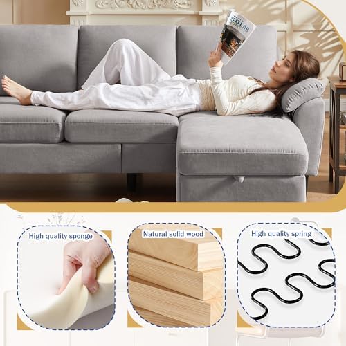 80" Convertible Sectional Sofa, Small L Shaped 3 Seat Couch - Image 3