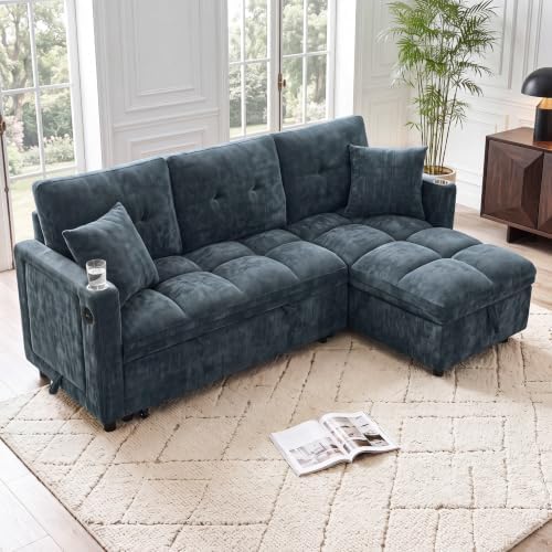 81”Pull Out Sofa Bed, L Shaped Sleeper Sofa - Image 2