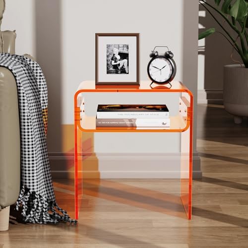 Clear Acrylic End Table 2-Tier Bedside nightstand - Image 4