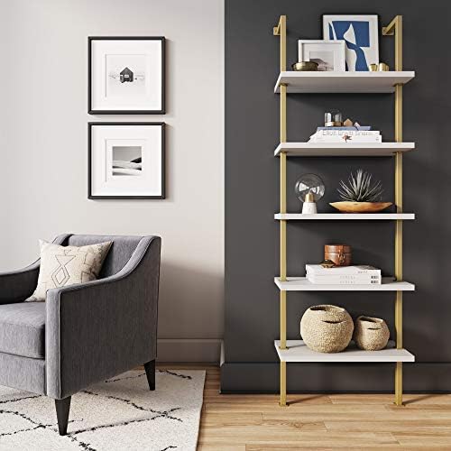 Nathan James Theo 5-Shelf Modern Bookcase, Open Wall Mount Ladder Bookshelf - Image 2