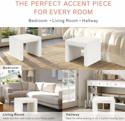 HomePop 19" Modern Channel Tufted Ottoman - Image 6