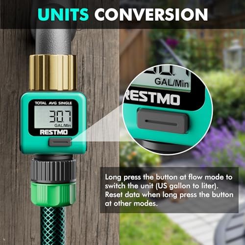 RESTMO Water Flow Meter with Brass Inlet Metal Thread, Measure Gallon/Liter - Image 4