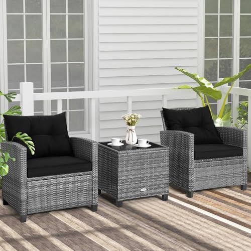 COSTWAY 3PCS Wicker Patio Furniture Set - Image 2