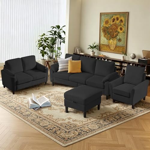4-Piece Corduroy Sofa Set-L-Shaped Sectional - Image 5