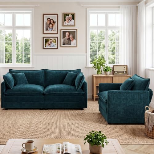 Tmsan 2 Piece Cloud Loveseat Sofa Couch and Chair Set - Image 3
