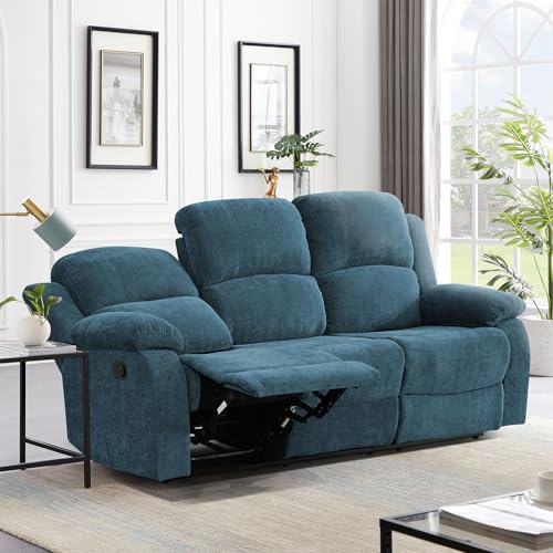 Recliner Sofa for 3 Seats, Manual Reclining Couch Set, Living Room Furniture by Snuptor