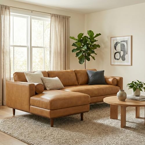 SIMPLIHOME Morrison 102" Wide Full-Grain Leather Left-Facing Sectional Sofa - Image 4