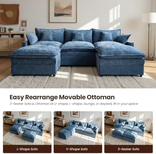 108'' U Shaped Cloud Couch, 3-Seater Sofa - Image 6