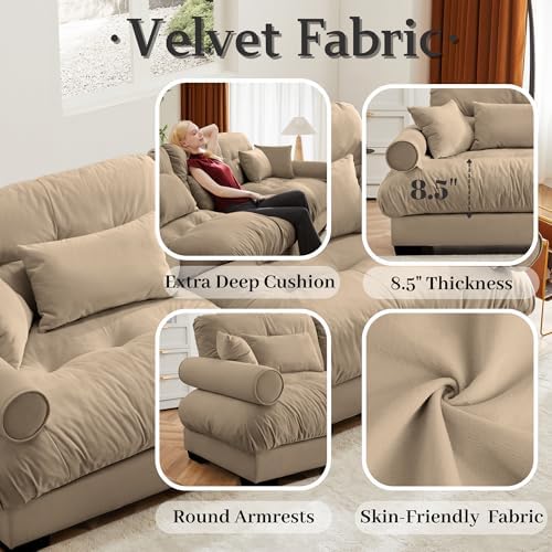 94" Modular Sectional Sofa, Velvet Upholstered Couches - Image 6