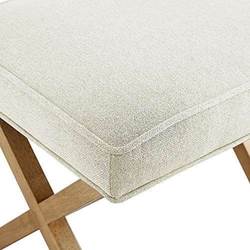 Amazon Basics Small Ottoman Foot Rest, Mid-Century Modern X Square Polyester - Image 5