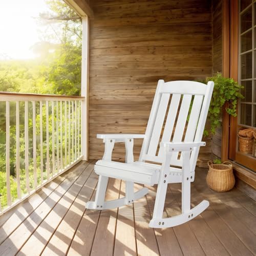VINGLI Outdoor Rocking Chair, Heavy Duty 600 LBS Wooden Rocker - Image 2