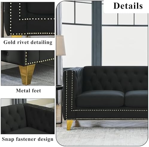 58" Chesterfield Velvet 2-Seater Sofa - Image 5