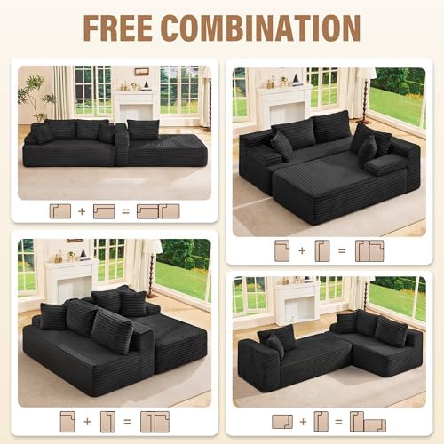 Hobestluk Boneless Couches Modular Sectional Sofa L-Shape Oversized Chaise - Image 6