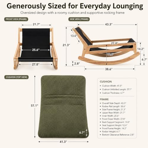 Oversized Chaise Lounge Chair, Plush Deep Seat, Rocking Base - Image 2