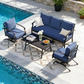 Kullavik 4 Piece Metal Outdoor Patio Furniture Set, Outdoor Sectional Sofa by KULLAVIK