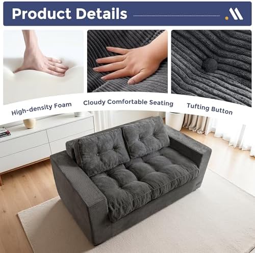 MAXYOYO Loveseat Sofa Couch, Upholstered Bean Bag Chair Cloud Seat - Image 5