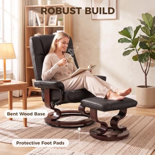 HOMCOM Faux Leather Reclining Chair, Swivel Ottoman Chair - Image 7