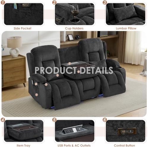 TUNYI Wall Hugger Loveseat Recliner Sofa - Image 6