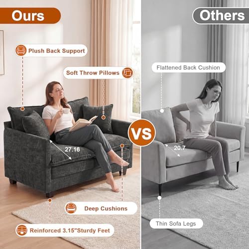 50'' Loveseat Sofa Set, Small Couch Set 2 Piece Cloud Love Seat - Image 5
