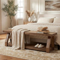 63" Solid Wood Bench, 2-Tier Entryway Bench by TribewoodbyTribesigns