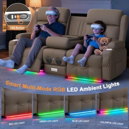 Home Theater Seating, Power Loveseat Recliner Sofa - Image 5
