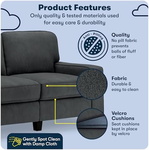 Serta Palisades 61" Track Arm Sofa, Easy Care Polyester, Soft Pillow Back - Image 3