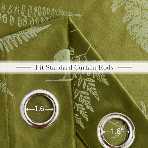 SMILETIME Green Leaf Pattern Velvet Curtains 52"x96" Grommet 2 Panels - Image 3