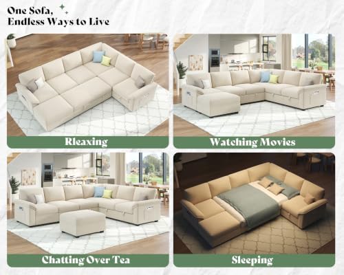 AMERLIFE 104" Sofa Bed, Sectional Sleeper Sofa - Image 3