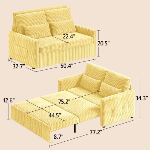 Ahomly 3-in-1 Convertible Loveseat Sofa Bed - Image 3