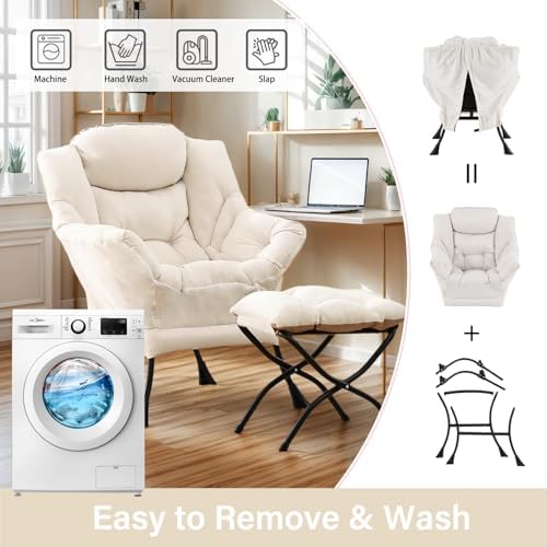 Lazy Chair with Ottoman, Soft Comfy Chair - Image 5