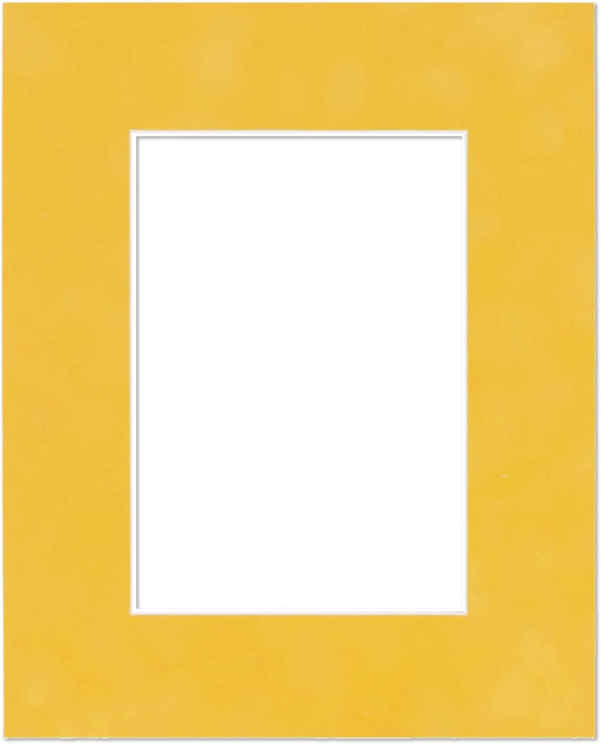 Pack of TEN 8x10 Mats Bevel Cut for 5.5x8.5 Photos - Acid Free Sunrise Yellow Suede Precut Matboards For Pictures, Photos, Framing - 4-ply Thickness