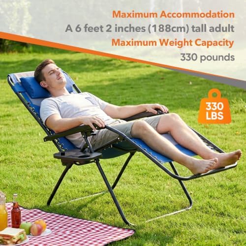 Sweetcrispy Oversized Padded Zero Gravity Lounge Chairs, Outdoor Recliner - Image 3