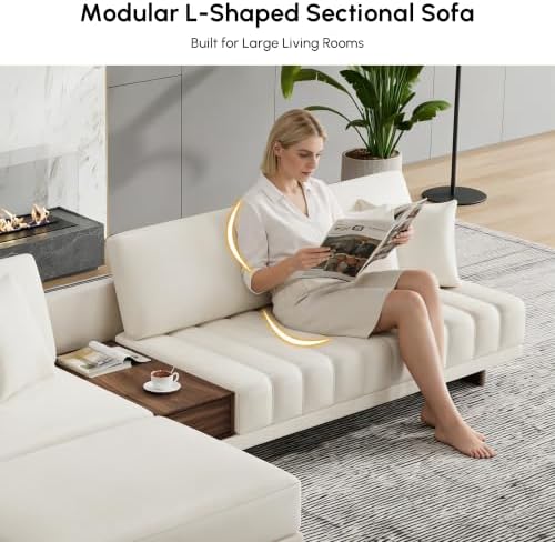 homary Leather Sectional Sofa – 126" Oversized L-Shaped Modular Couch - Image 7
