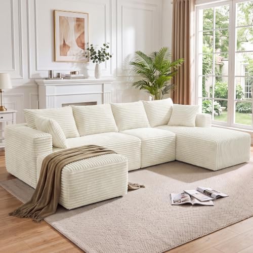 118" U Shaped Boneless Couches for Living Room, Modular Sectional Sofa by TEKIROSE