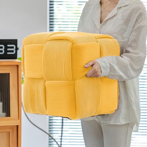 Cmishe 15" Square Woven Corduroy Ottoman Footrest - Image 2