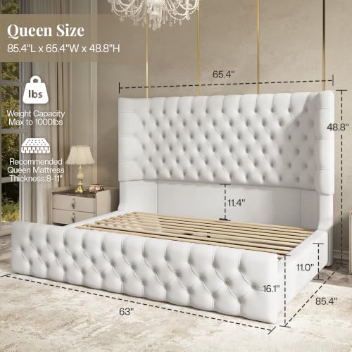 Jocisland Queen Bed Frame Upholstered Sleigh Headboard & Footboard - Image 2