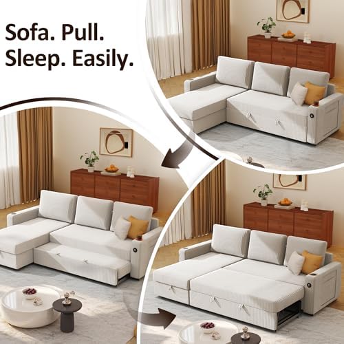 Ball & Cast 80" Sectional Sleeper Sofa Bed Pull Out Couches - Image 4