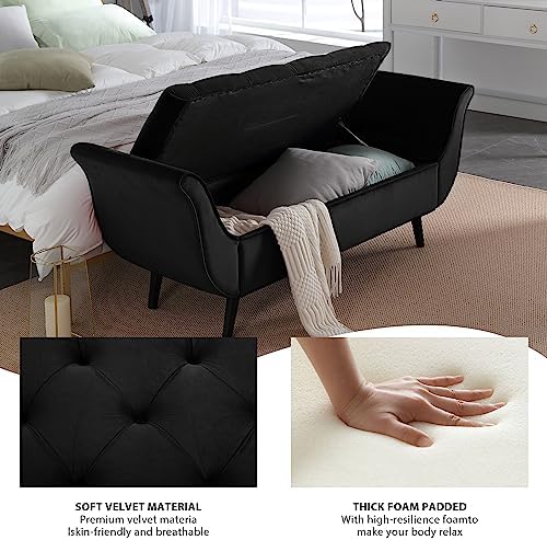 Velvet Storage Bench 65" Tufted End of Bed Ottoman - Image 4