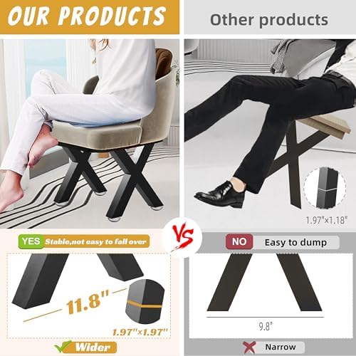 16 Inch Metal Table Legs Bench Legs Heavy Duty 2Pcs Black - Image 3