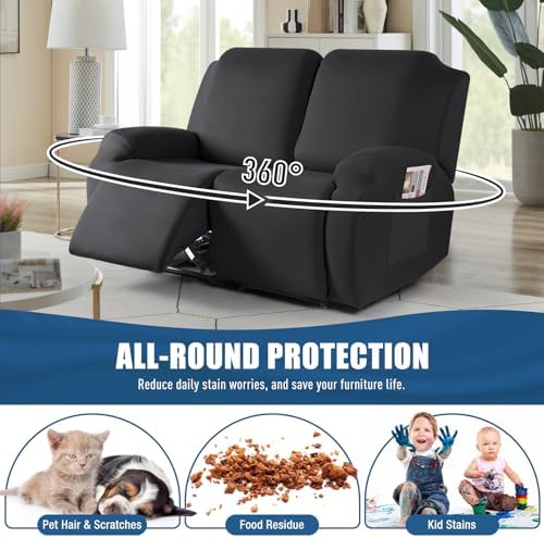 TAOCOCO Recliner Loveseat Slipcover, 2 Pieces Polyester Fabric Stretch Sofa - Image 3
