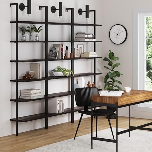 Nathan James Theo 6-Shelf Tall Bookcase, Wall Mount Bookshelf - Image 3