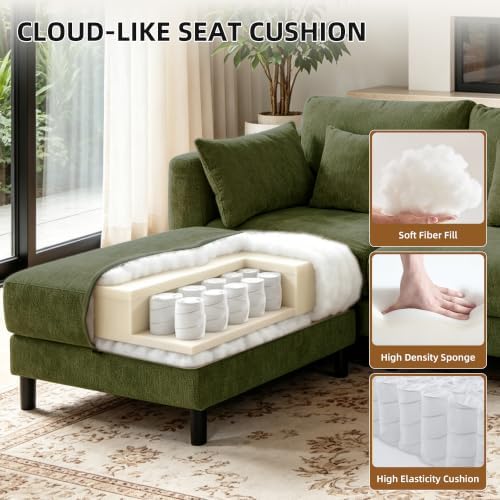 112.4" U Shaped Cloud Couch, Modular Sectional Sofa - Image 5