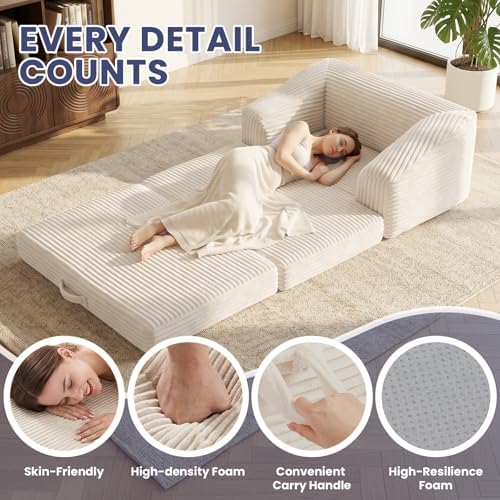 JUIKURY Convertible Sofa Bed, 3-in-1 Foldable Loveseat Couch - Image 4