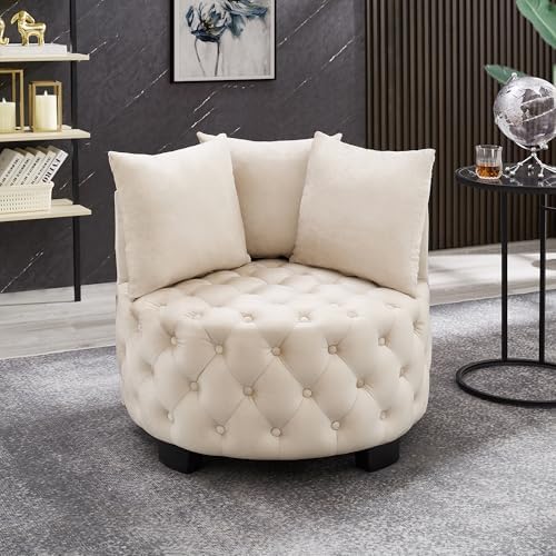 Modern Velvet Round Accent Armchair - Image 5