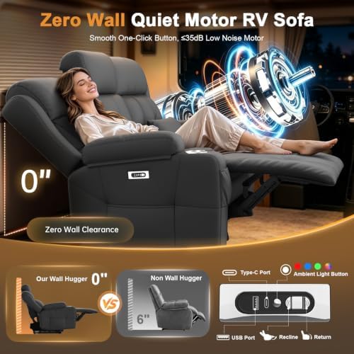 Home Theater Seating, Power Loveseat Recliner Sofa - Image 6