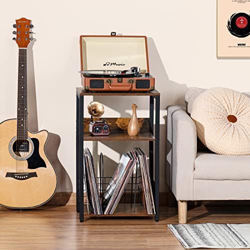 LELELINKY 3 Tier End Table, Record Player Stand - Image 2